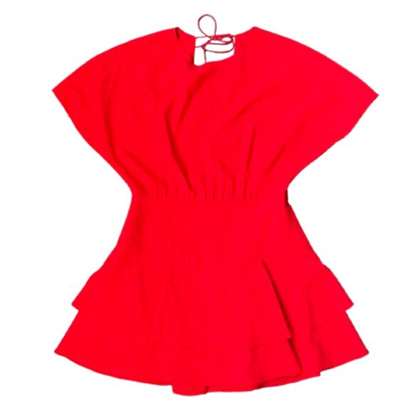 Alice + Olivia Women's Red Palmira Flounce Hem Mini Dress Size S - Picture 2 of 6